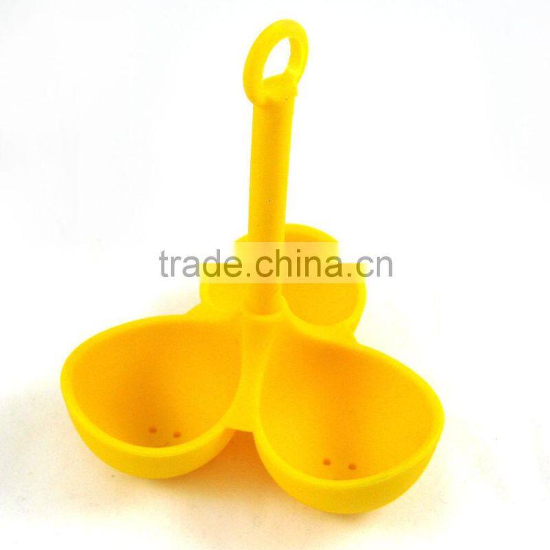 Silicone rubber egg cup 3 eggs stand novelty egg holder easy boiled egg tool