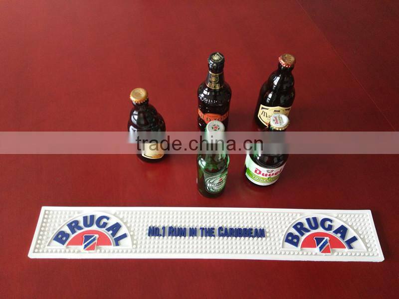 Top quality simple logo design waterproof white spill bar mat beer