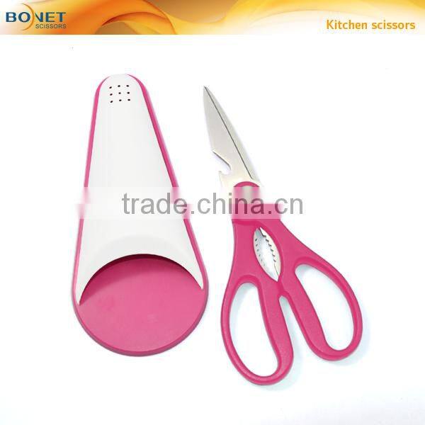 S52018N FDA certificated 8" magnetic cover kitchen scissor with bottle opener