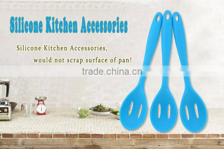 Integrated Seamless Design Silicone Handle Slotted Spoon