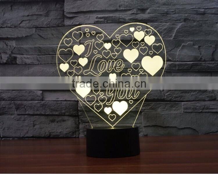 3D LED Acrylic Full Color Visual Lamp Light LOVE Symbol