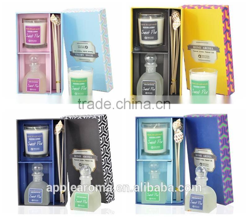 Scent Candle In Glass Jar+Reed Diffuser Gift Set/ Aroma Gift Set