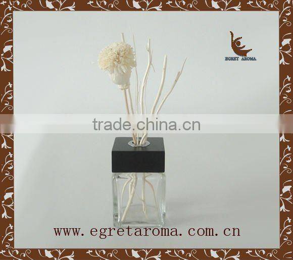 EA3-0853 gift set sola flower on square galss bottle fragrance reed diffuser with rattan sticks