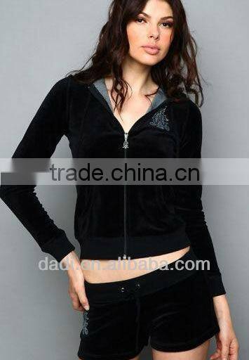 2017 new design Ladies fashion hoodie printed velet tracksuits