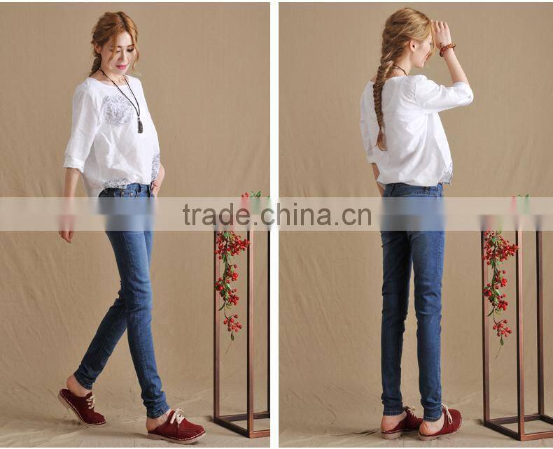 Ladies jeans top design elegant slim fit skinny pencil jeans denim jeans women