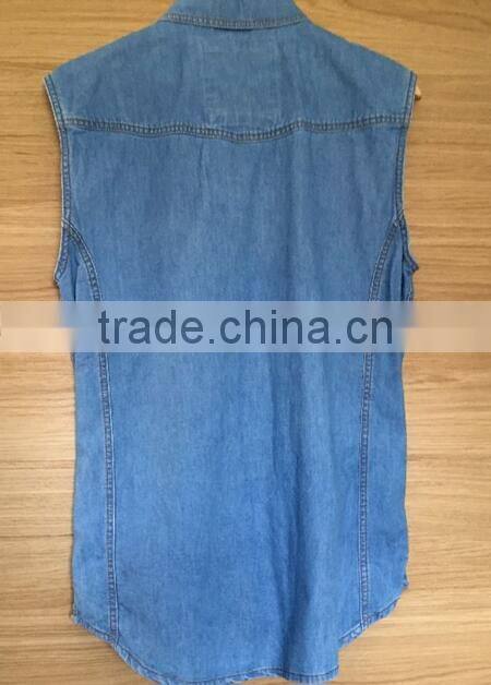 Fashion Sleeveless Denim Shirts for Man