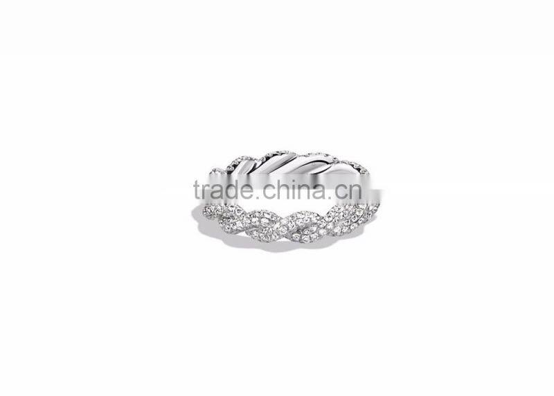 Silver Plated Twisted CZ Studded Ring