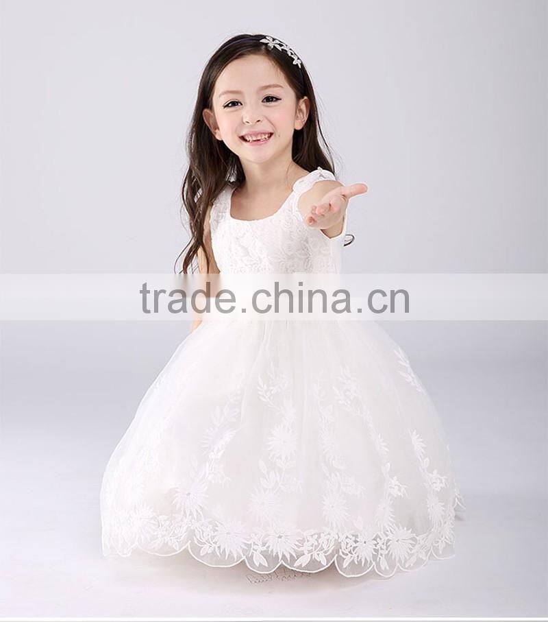 Pakistan Princess Rose Flower girls party dress white Lace Net frock designs for kids baby girl fairy dresses