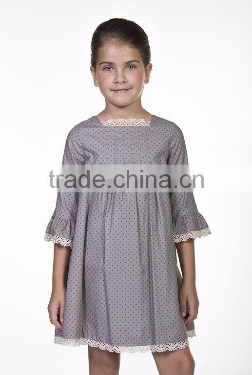 2017 Autumn Leaves Dress Kids Beautiful Wave Point Long Sleeve Dressdesigns For Young Girls