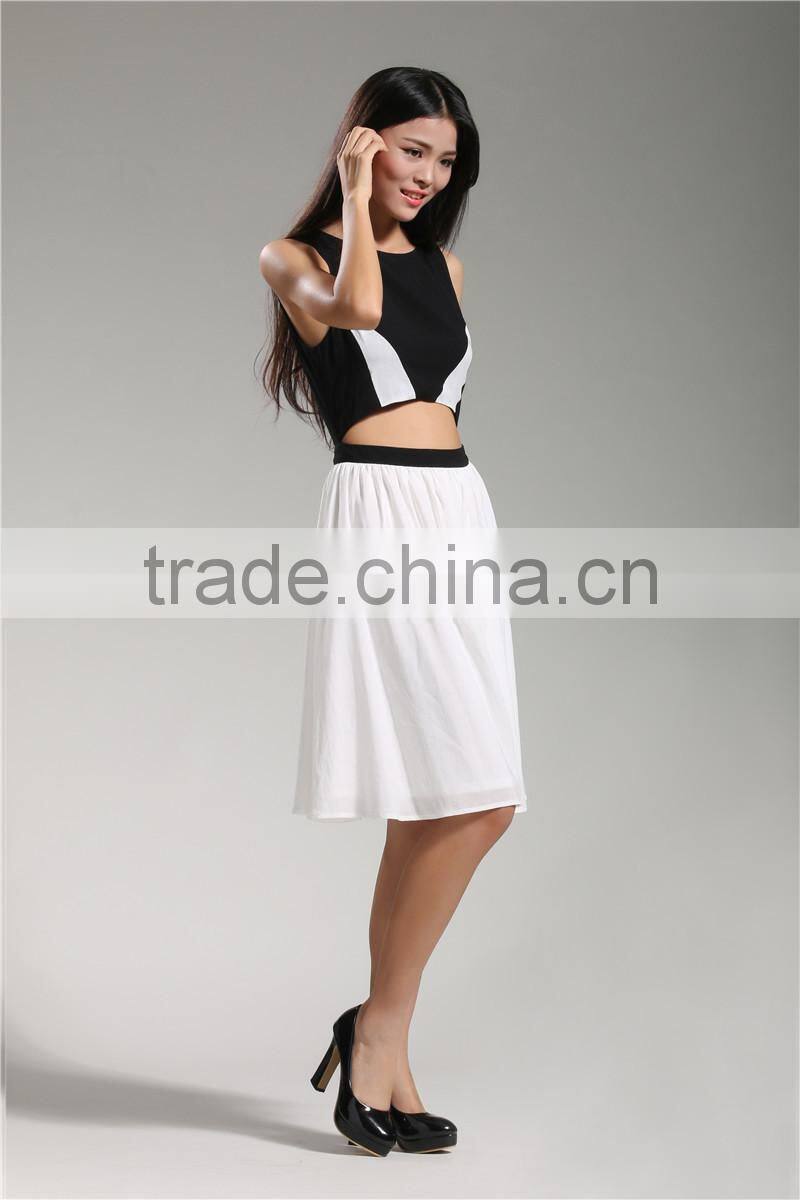 2017 high quality color block dresses ladies sexy sleeveless bodycon dresses