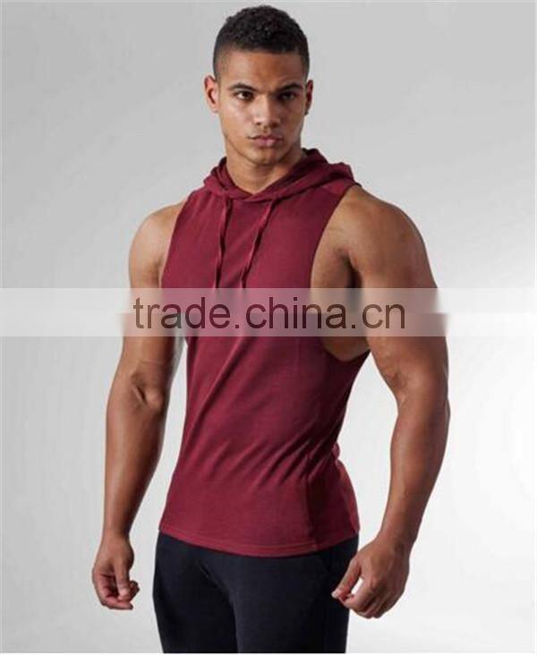 Custom mens cotton zipper sleeveless hoodies