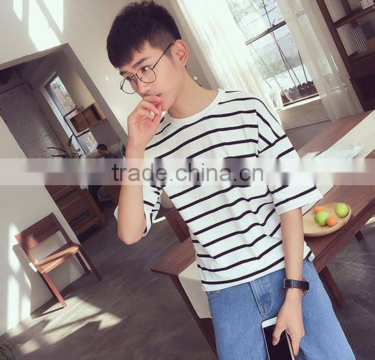 2016 new fashion all match loose half sleeve striped t-shirts