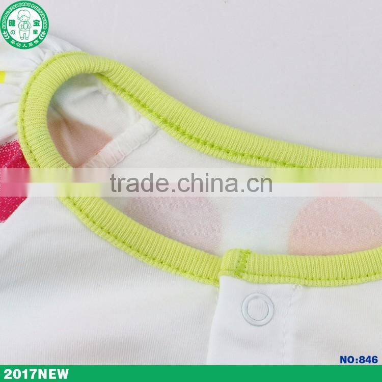 High Quality Lovely Newborn Infant O-neck Short Sleeve Wholesale Baby Bodysuit Baby Clothes 2017