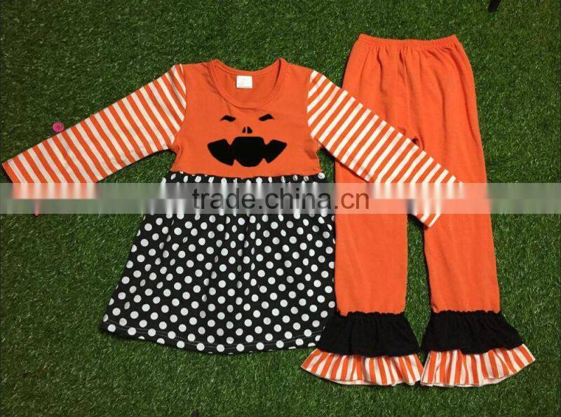 Boutique children halloween clothes pearl tunic and stripe litter kids halloween outfits