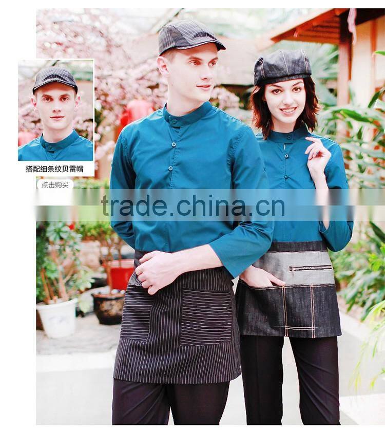Juqian wholesale Cheap 3/4-sleeve quality green waitress uniform pattern sets