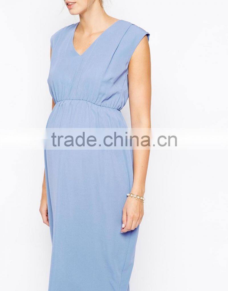 Maternity Gathered Workwear Maxi Dress China supplier