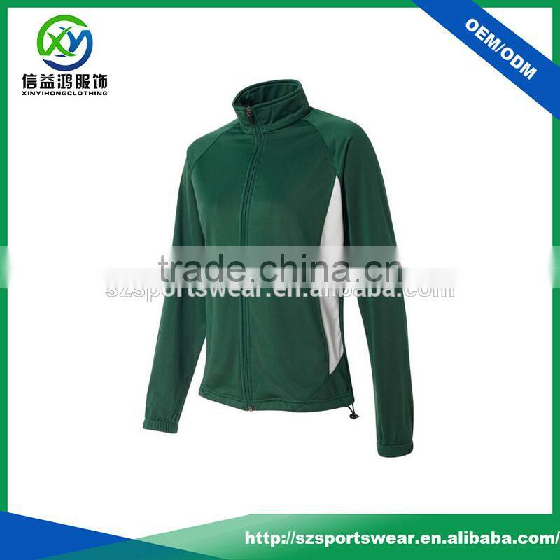 Green color ladies heavy polyester fabric soft shell sports jacket