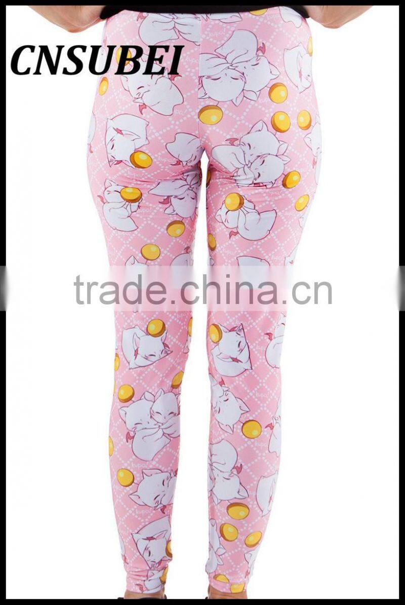 Cute Pink Cat digital printing personalized fashion yoga pants