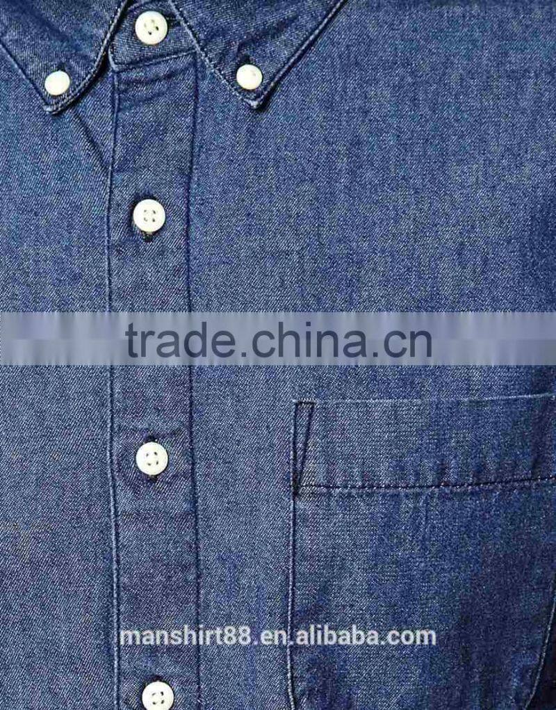 wholesale 100% cotton long sleeve rinse wash light weight light blue denim shirt for men