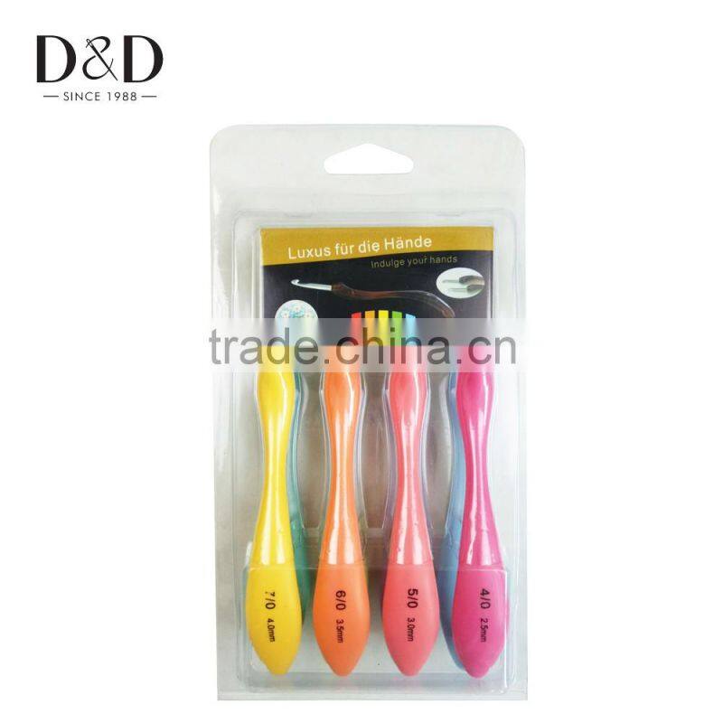D&D Super Quality 8pcs/set Colorful Plastic Handle Aluminum Crochet Hook Knitting Needles Weave DIY Crafts Sewing Tools 8 Sizes