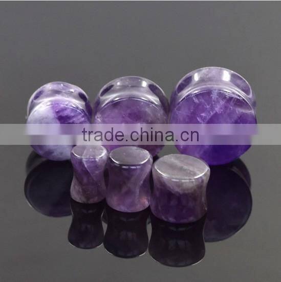 2017 Hot Amethyst Flare Plug with O Ring Natural Stone Ear Plug