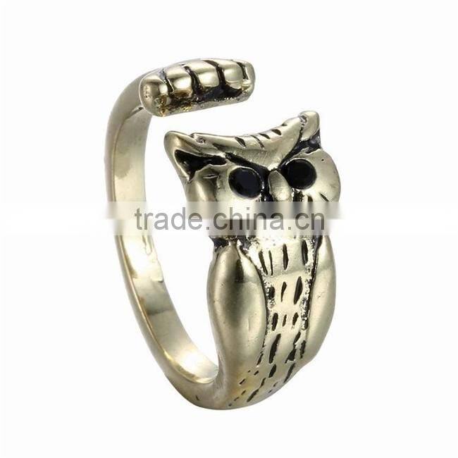 Silver Bronze Plated Owl Knuckle Ring Animal Open Mouth Unisex Rings