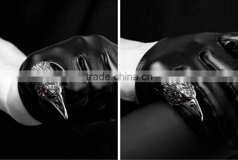 Men's Antique Black 316 S. Steel Eagle Head Ruby Eye Vintage Casted Spiker Punk Ring