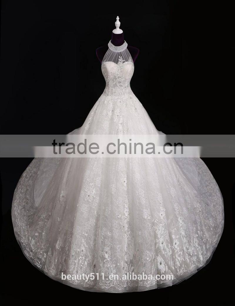 Sleepless Halter elegance mermaid sexy lace prom gowns elegance wedding dress bridal for bride V-neck bridal dress 2017 BS38