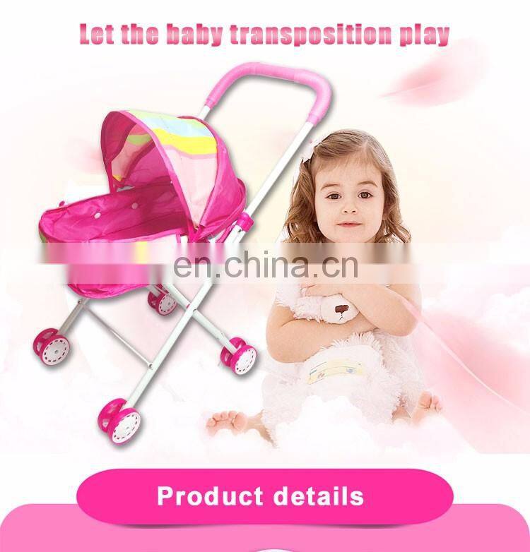 Wholesale baby doll pram stroller metal toy umbrella doll stroller
