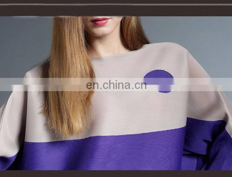 New fashion color block pleated design women cloak style coat