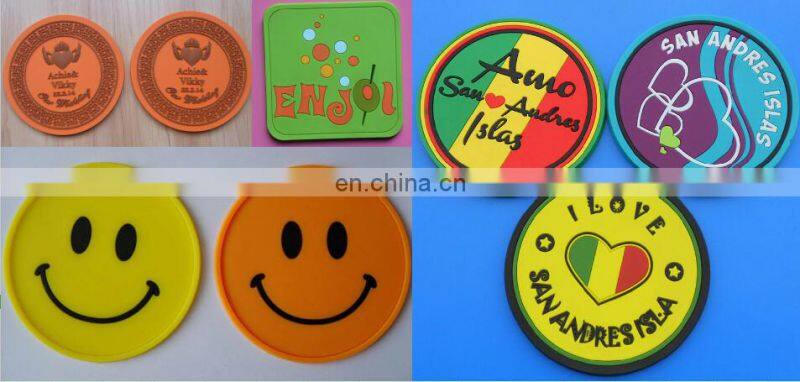 happy face rubber cup coaster for wine, glass, tea