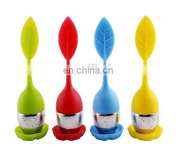 Wholesale Silicone & Stainless Steel Leaf Shape Tea Infuser / Tea Ball