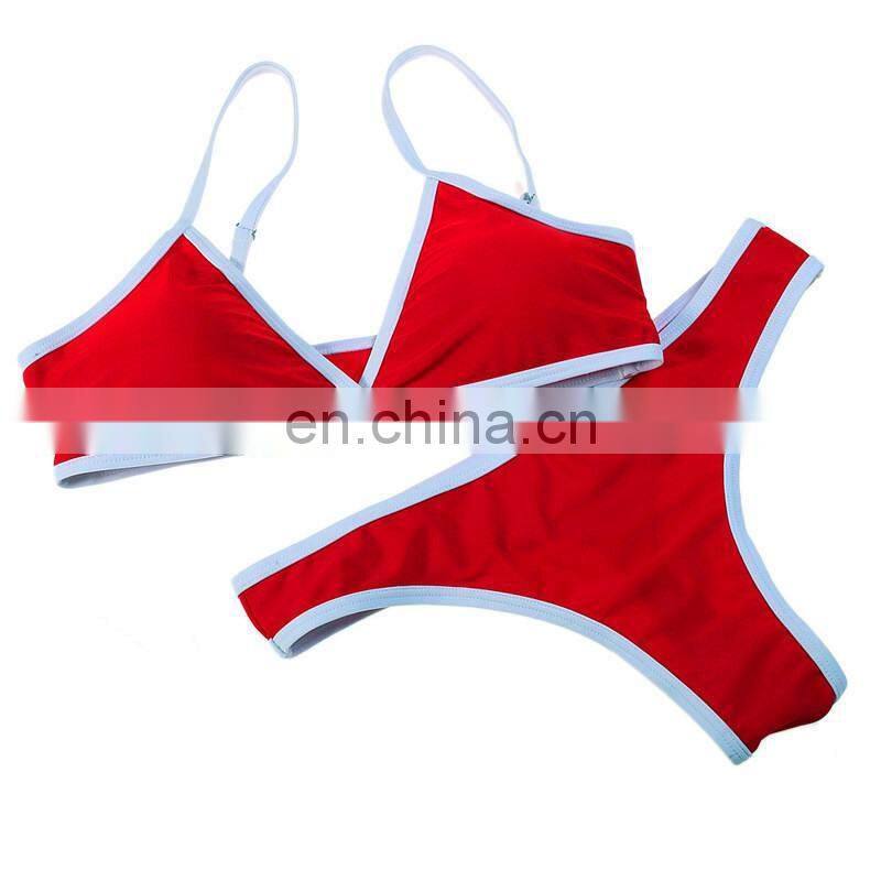 New Bikini 2019 Swimsuit Red Sexy Brazilian Low Waist Mini Bikini Set Push Up Solid Color Two Pieces Beach Bathing Suit Monokini