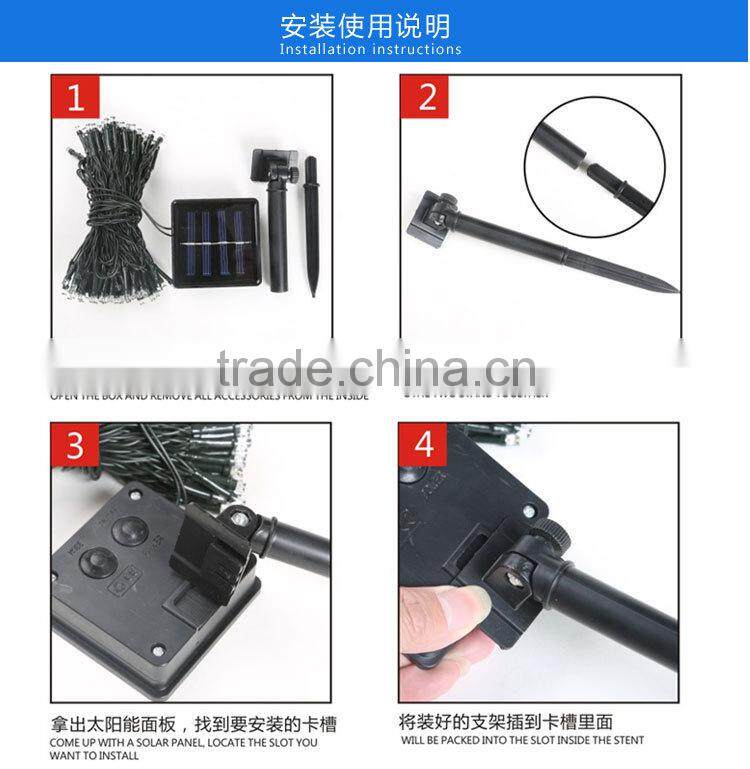 solar powered led string light for Christmas and garden decoration with solar pannel