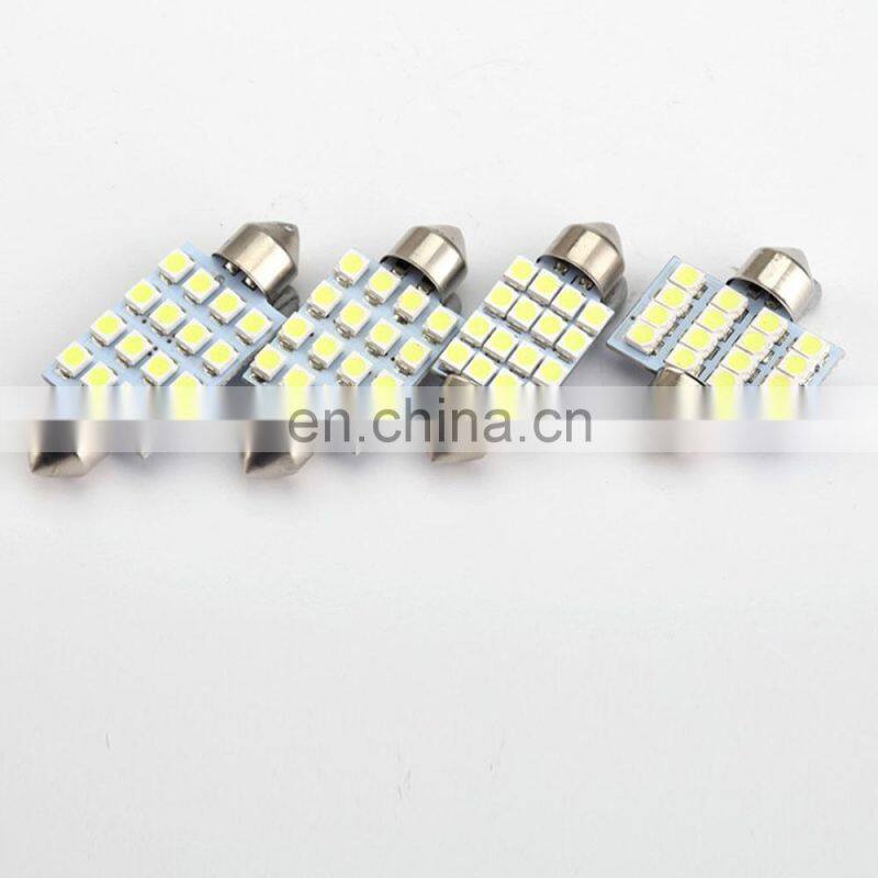 10Pcs Festoon 31mm 36mm 39mm 41mm C5W LED Dome Light Bulbs 16 SMD 3528 Car LED Interior Lights Auto Map Reading Lamps White 12V