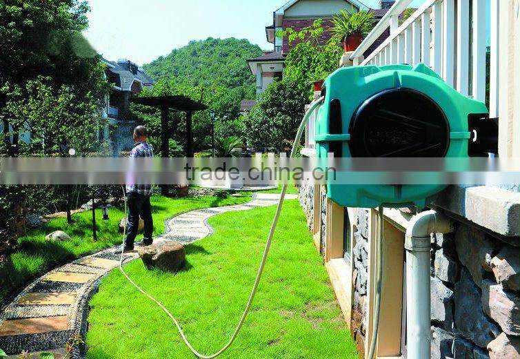 (73564) retractable automatic garden plastic case hand crank hose reel