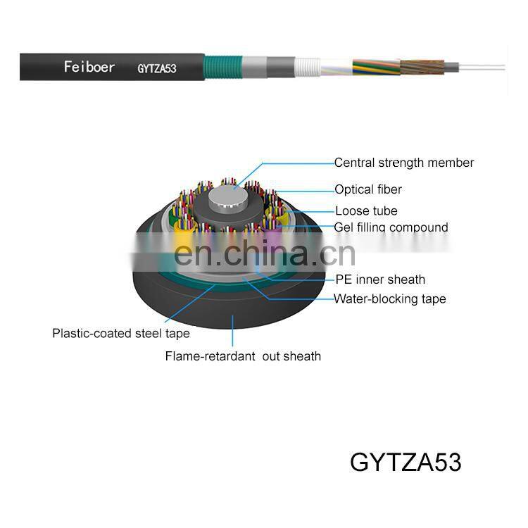ISO9001 GYTZA53 flame-retardant double armored fiber optic cable 12 cores for sale aluminum cable for wire mesh cable tray