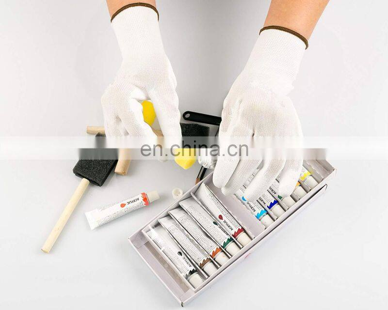 Guantes de trabajo de seguridad recubiertos de nailon PU calibre 13 para limpieza industria electronica