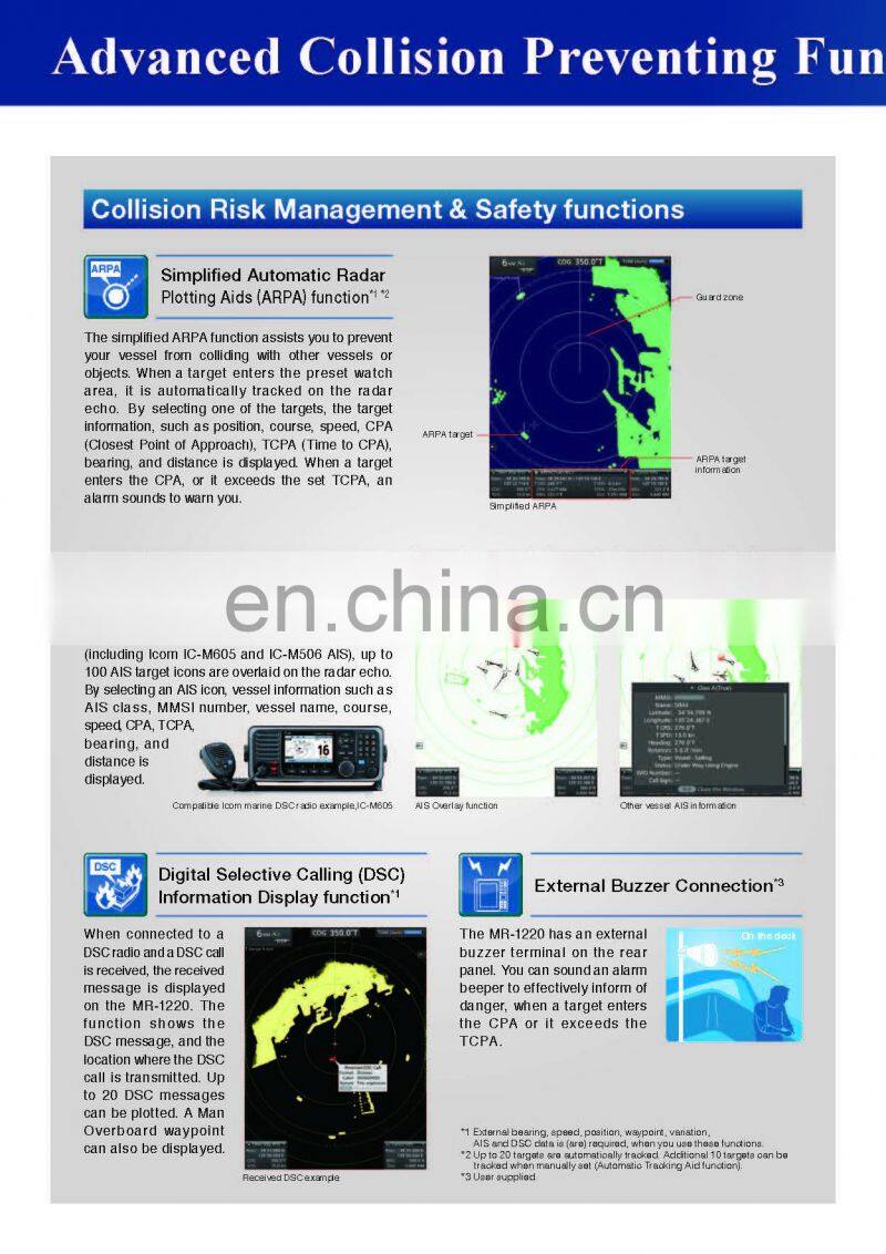 Marine electronics maritime navigation communication ICOM MR-1220 CCS 4kw 6KW 12.1'' display ship boat marine navigation radar