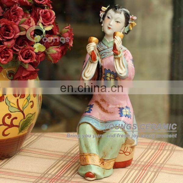 Chinese Hand Maded Ceramic Antique Colorful Porcelain Figure Statues