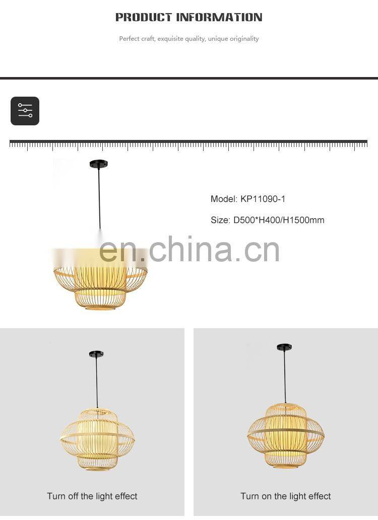 HUAYI Factory Wholesale Southeast Asian Style Indoor Bedroom Hanging Handmade Bamboo E27 5W LED Pendant Light