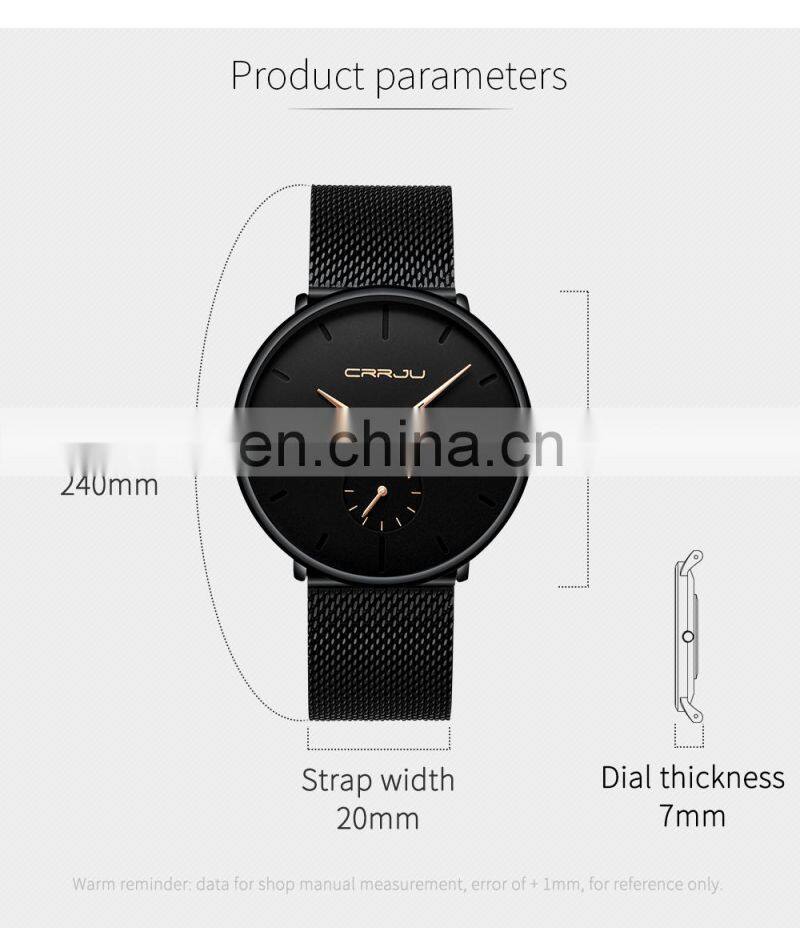 CRRJU 2150 Top Brand Luxury Watches Men Stainless Steel Watch Classic Quartz Wrist Watch