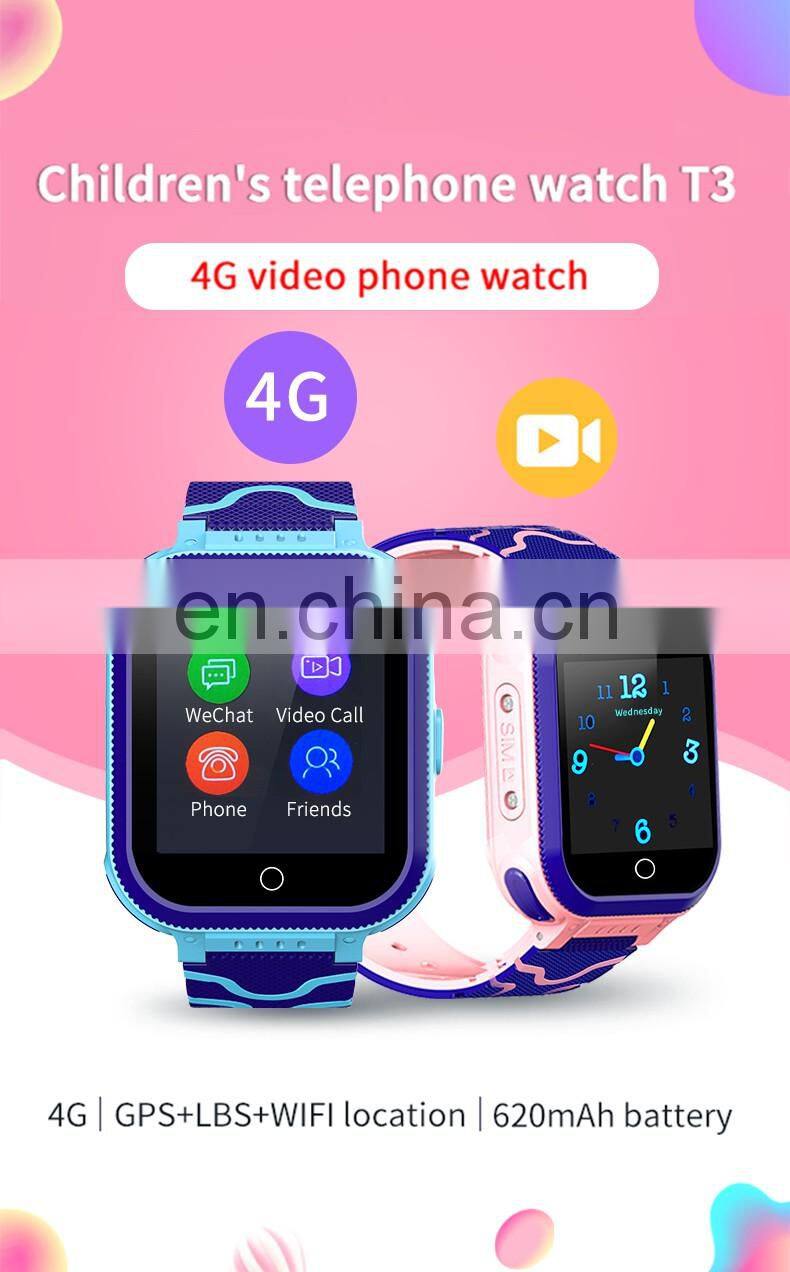 4G Kids Smart Watch T3, 2018 Hottest Gift For Kids in Xmas And New Year,Smart Watch With Touch Screen And Camera Use Nano Card