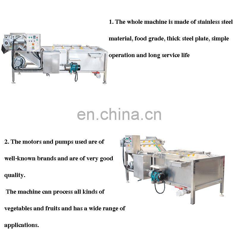 Easy Clean SUS304 Industrial Spray Air Bubble Rotary Vegetable Washer Fruit Washing Machine