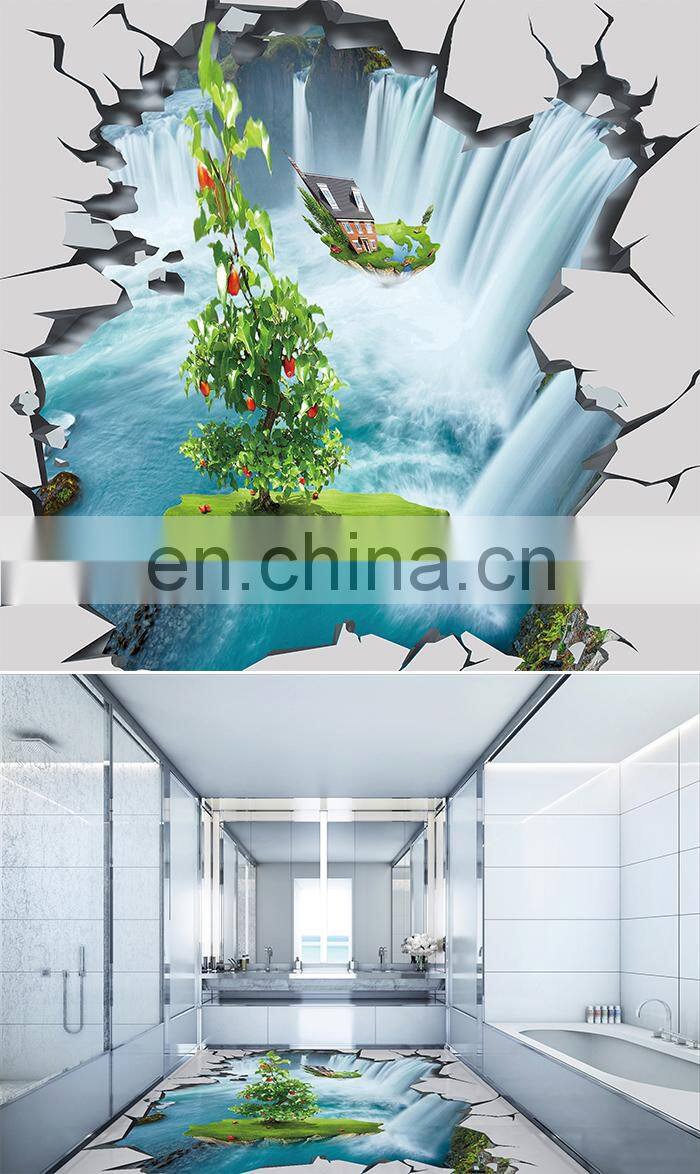 Bathroom design 3d inkjet hall 3d interior floor tiles