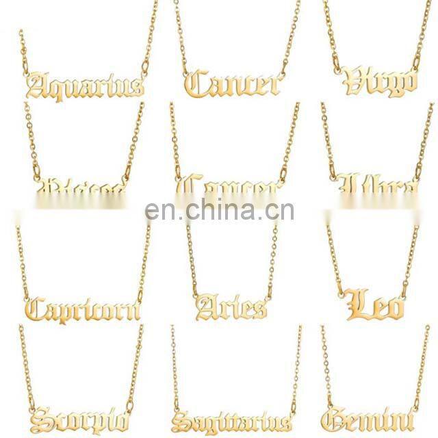 Rose Gold Plated Zodiac Sign Stainless Steel Necklace