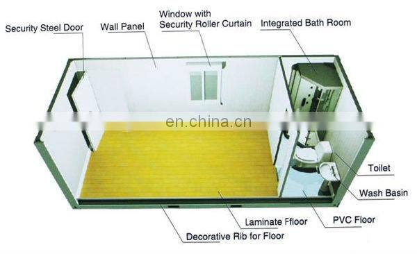 Prefabricated modular steel structure 20 foot sandwich panel container house for hotel/remote camp/office