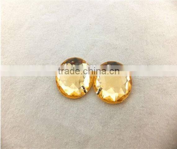 Lemon Yellow Crystal Acrylic Stone Sew on Dress