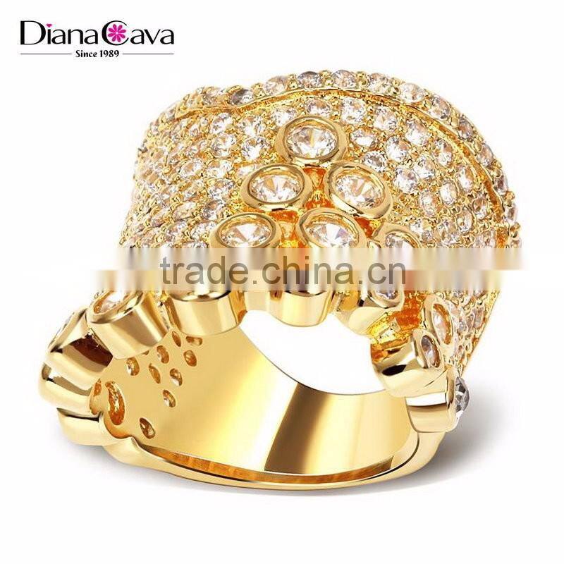 High Quality Fashion CZ Crown Shape Handmade Setting Luxury Ring Zircon Jewelry