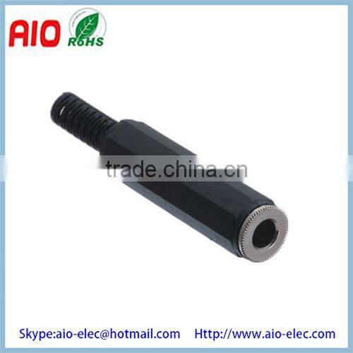 Solder Type Metal Strain Relief 1 / 4 inch stereo Female 6.35mm headphone jack audio input connector
